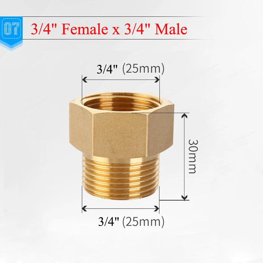 Brass NPT Pipe Fitting Adapter – Male Female Thread Coupler 1/2" 3/4" 1"