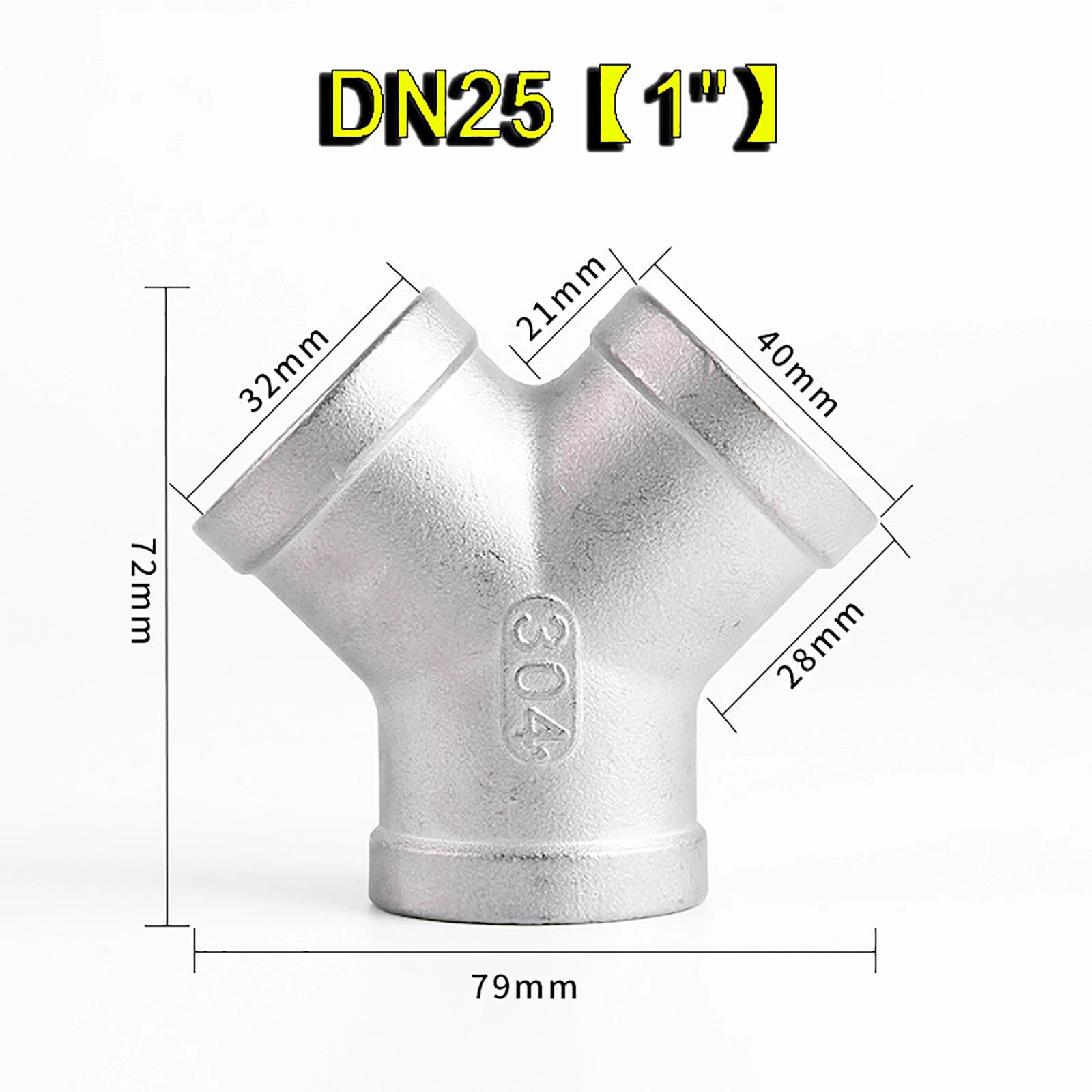 304 Stainless Steel Y-Piece Tee Pipe Fitting | BSP Thread | 1/4" to 2"