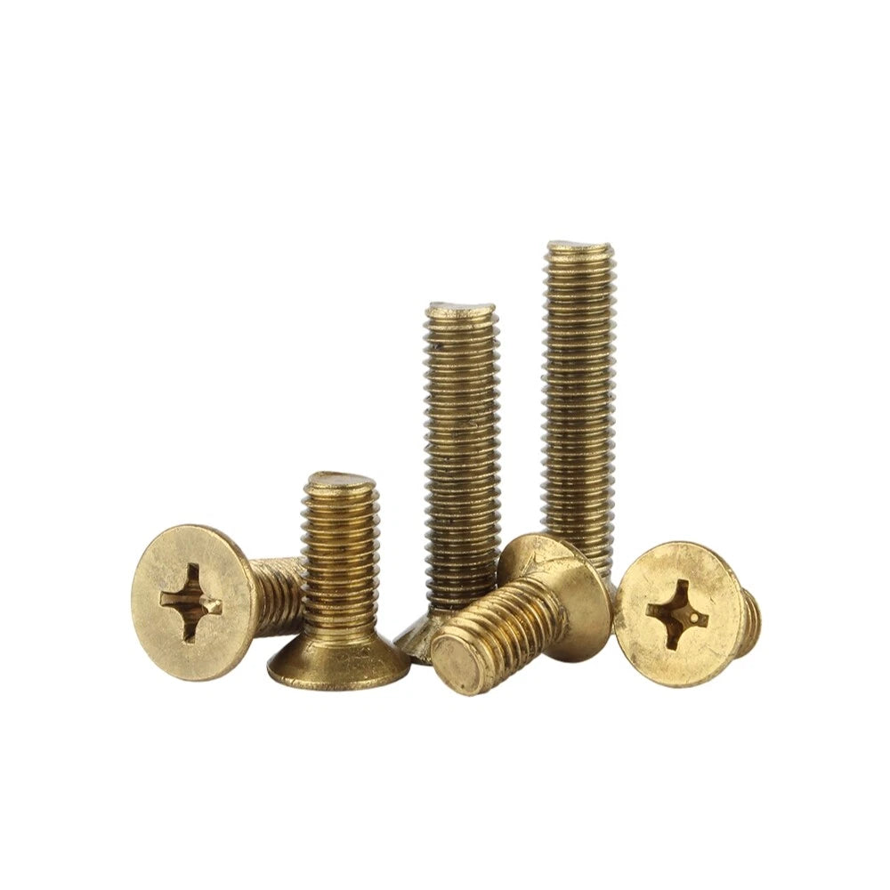 M2 M2.5 Brass Countersunk Phillips Machine Screws – Flat Head, 4mm to 12mm Lengths