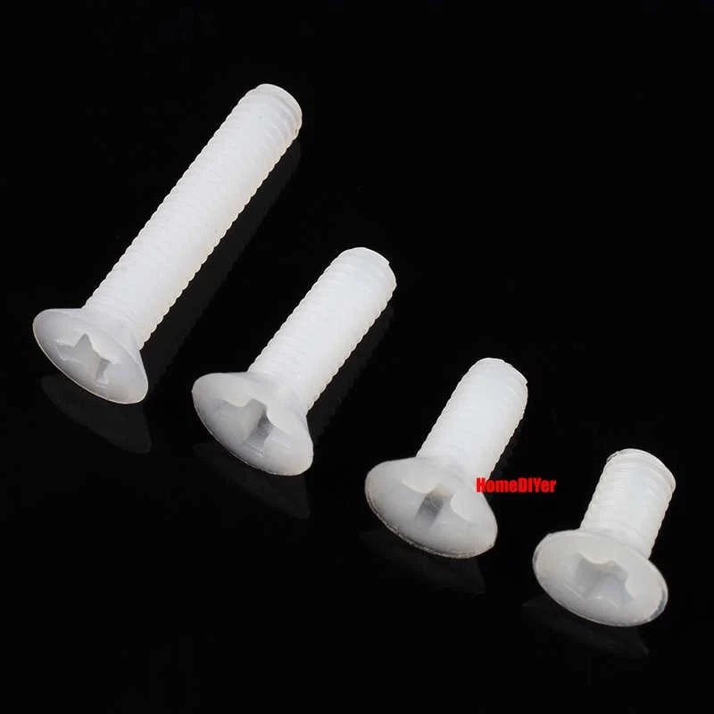 White Nylon Phillips Machine Screws M3 Round & Flat Head 5–20mm with M3 Nuts - HomeDIYer