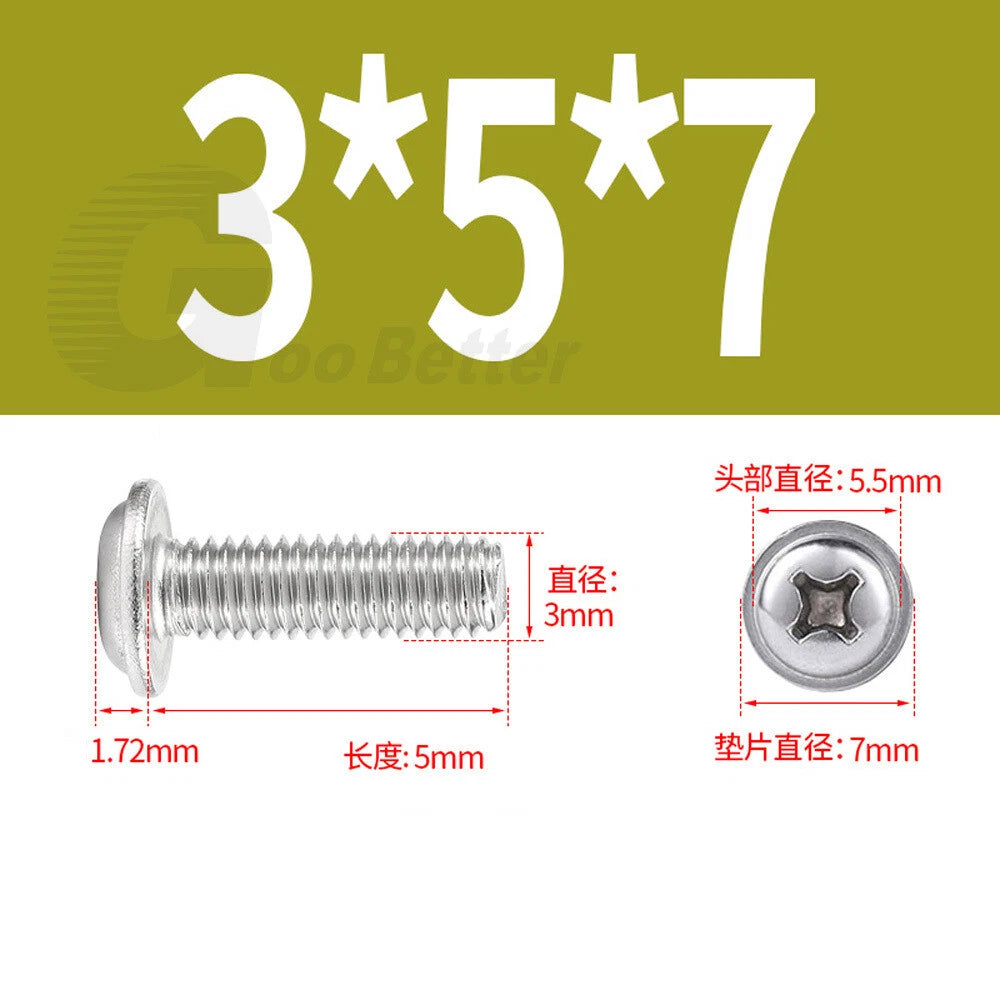 Flanged Phillips Pan Head Machine Screws – A2/A4 Stainless Steel, M1.4 to M6 (304/316)