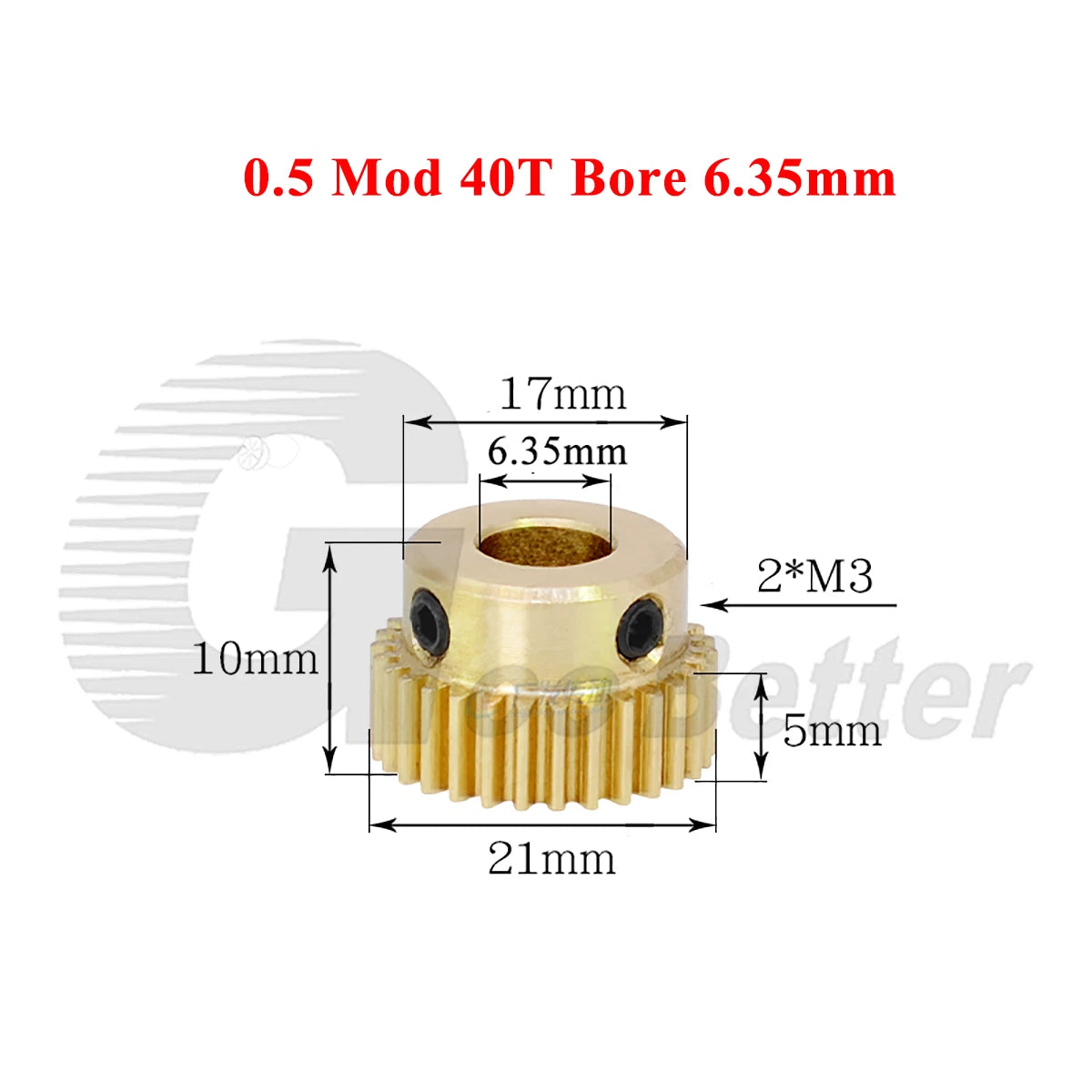 0.5 Mod Brass Spur Gear 40 Teeth Bore 4~12mm Motor Gear Transmission Pinion Gear