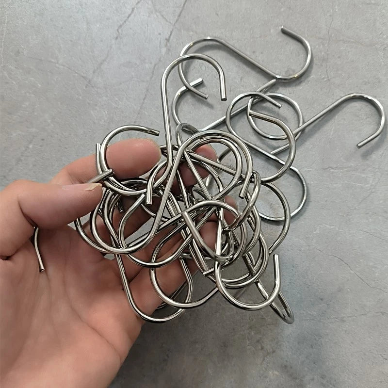 S-Hook Stainless Steel Metal S Shaped Hooks Clothes Hanger for Kitchen Bathroom