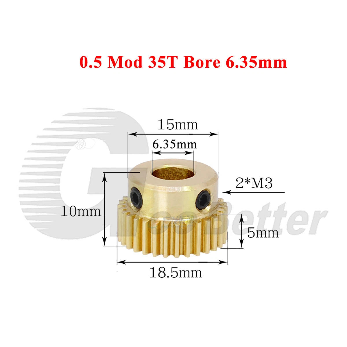 0.5 Mod Brass Spur Gear 35 Teeth Bore 4~12mm Motor Gear Transmission Pinion Gear