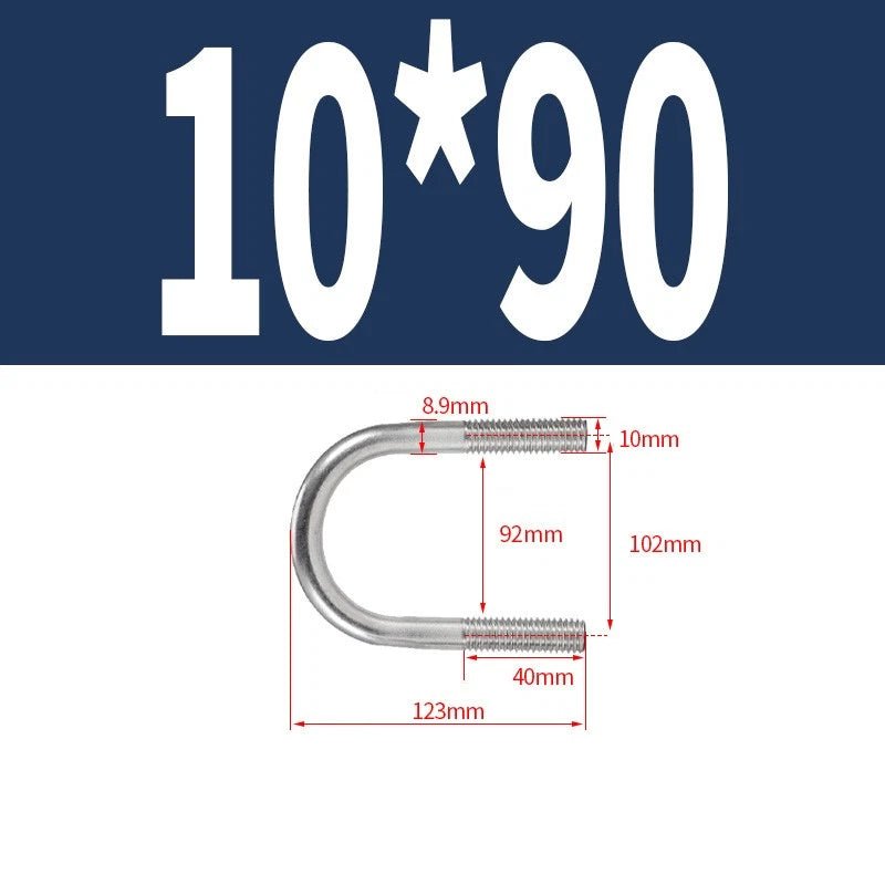 M10 Round Bend U - Bolts — A2 Stainless Steel, 12 Lengths Available - HomeDIYer