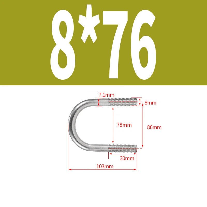 M8 U - Bolts Round Bend A2 Stainless Steel — 22mm to 161mm, Choose Your Pack - HomeDIYer