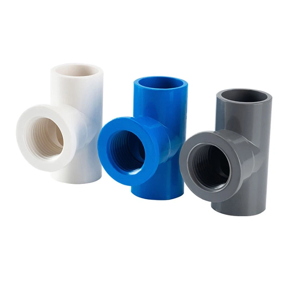 PVC Pipe Fittings Tee Socket 1 2" -2" BSP Threaded T Type Solvent Weld 3-Way