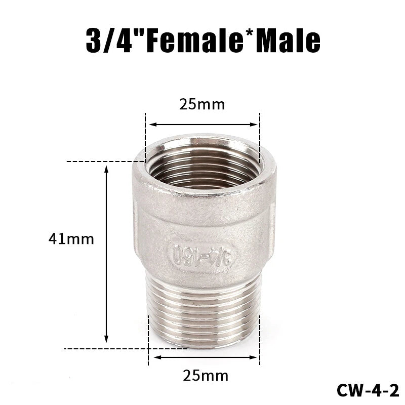 304 Stainless Steel BSP Male Female Straight Pipe Fitting 1/4" to 2"