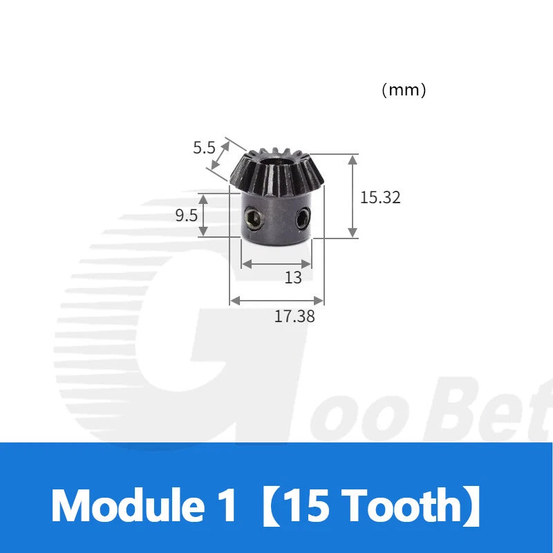 Mod 1 Bevel Gear C45 Steel 1:2 Ratio 15 18 20 30 36 40 Tooth 90° Hardened Black