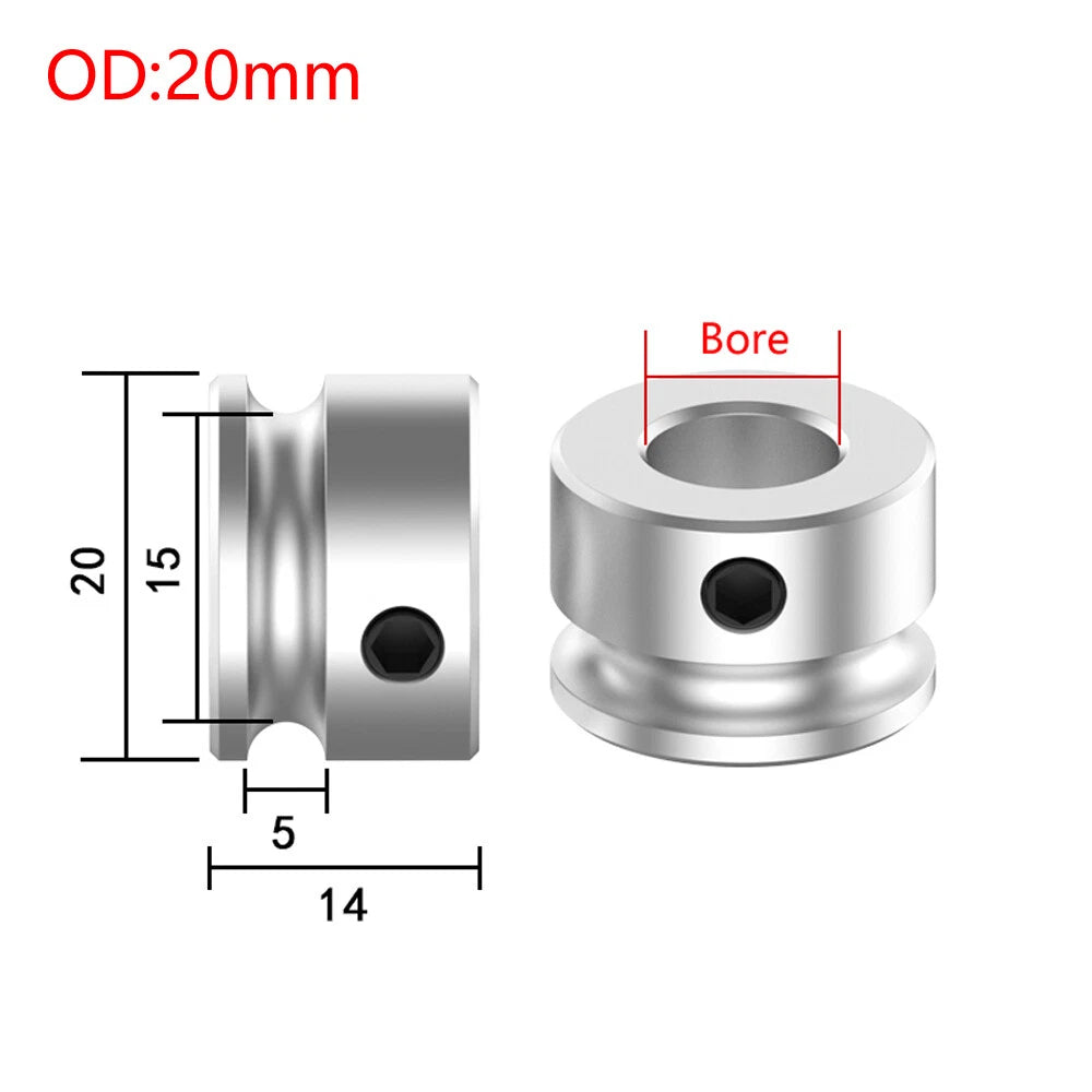 U Grooved Pulley PU Round Belt Pulleys Aluminum For 4/5mm Width Belt OD 20-80mm