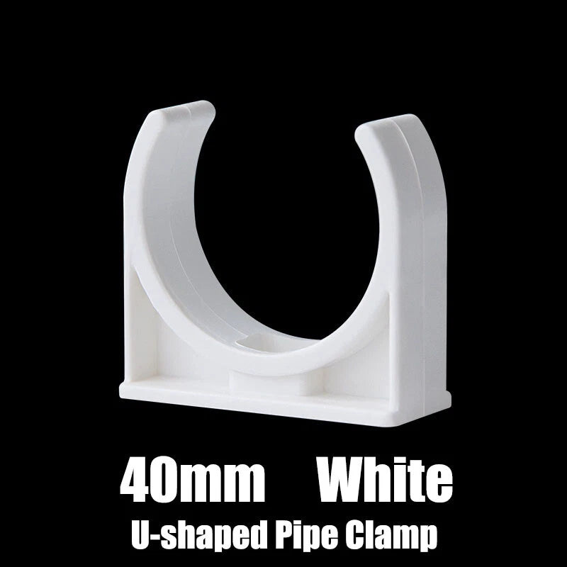 PVC U-Type Pipe Clamp Tube Holder 20 25 32 40 50mm Pipe Fittings White Grey