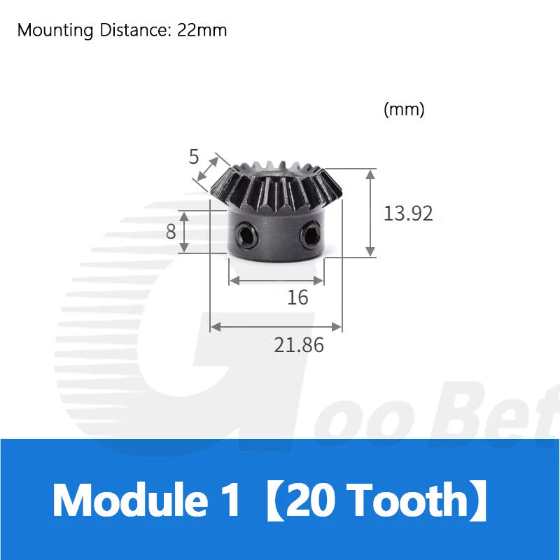 Mod 1 1.5 2 Bevel Gear C45 Steel Ratio 1:1.25 20 Tooth 25 Tooth Hardened Black