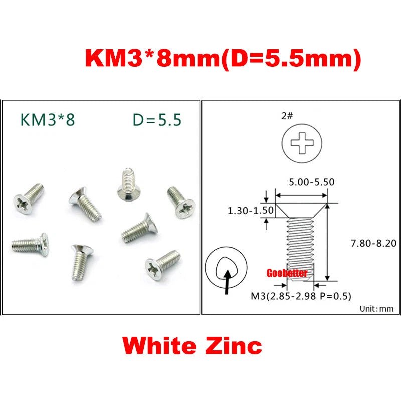 KM3/KM4 Phillips Flat Head Triangle Tooth Screws | Carbon Steel, Zinc or Nickel Coated - HomeDIYer