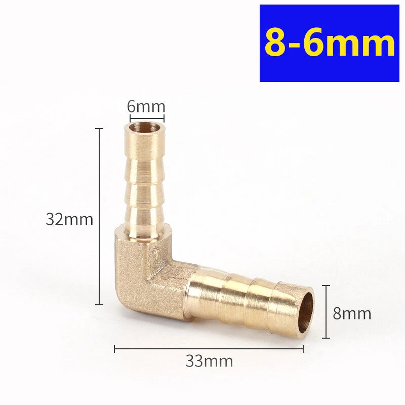 Brass Elbow Hose Tail Reducer Fitting — Air Water Gas Fuel Tubing Connector