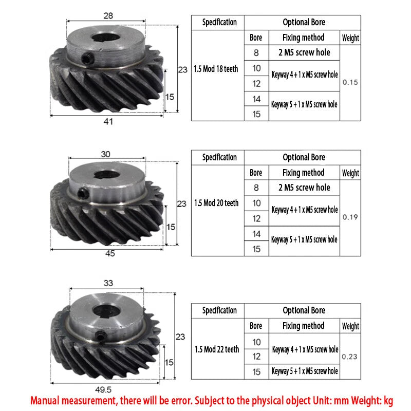 1/2/3 Mod Helical Gear With Step 45° Left Right Spiral Motor Transmission Gear