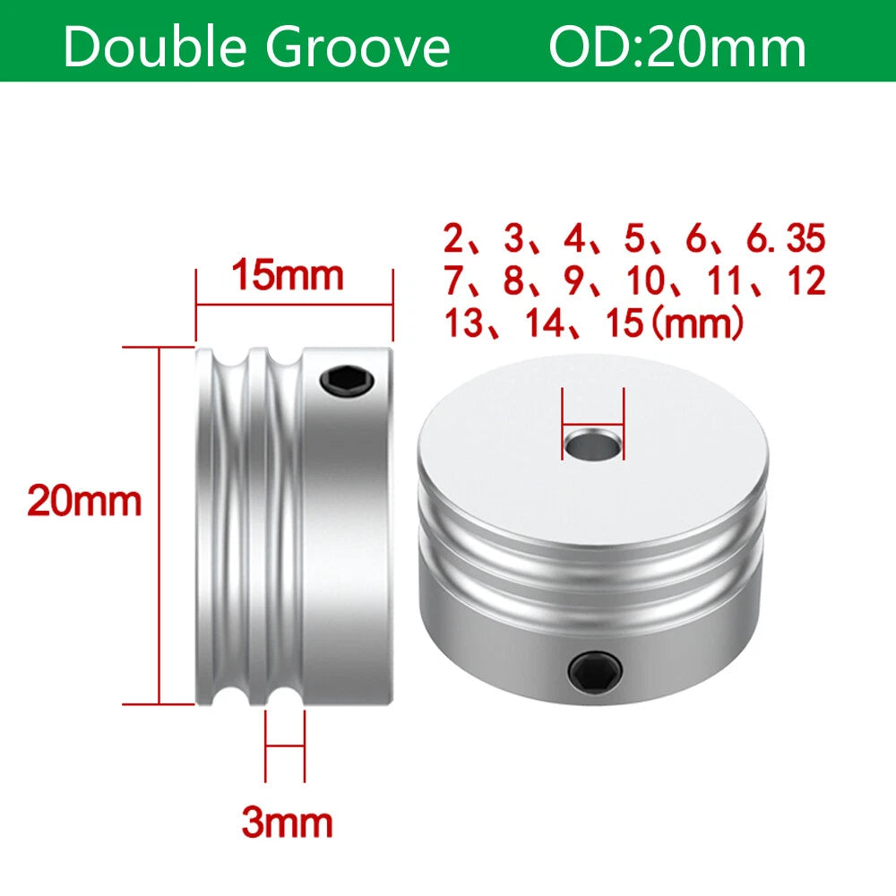 U Grooved Pulley PU Round Belt Pulleys Aluminum Groove Width 3mm OD 15-30mm