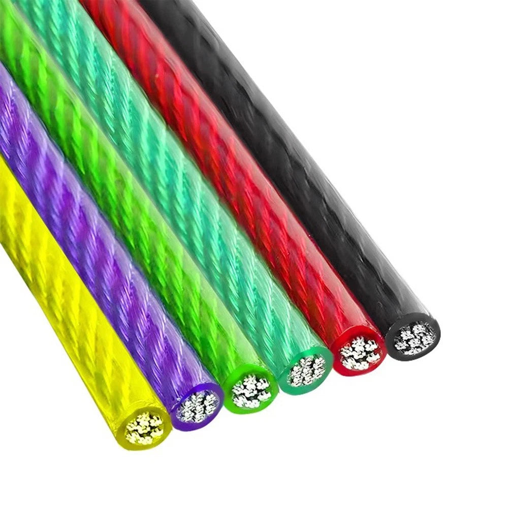 Stainless Steel Wire Rope Metal Cable Rigging 7x7 Pvc Plastic Coated 2,3,4,5,6mm