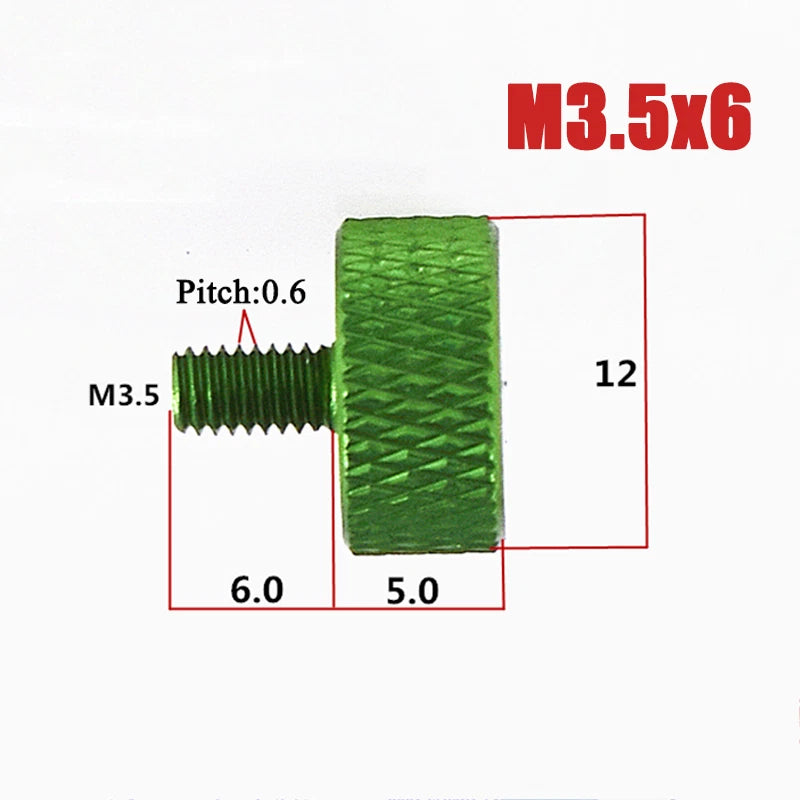 M3.5-M4 Aluminum Alloy Knurled Thumb Screws Hand Grip Knob Bolts 4.5mm-30mm