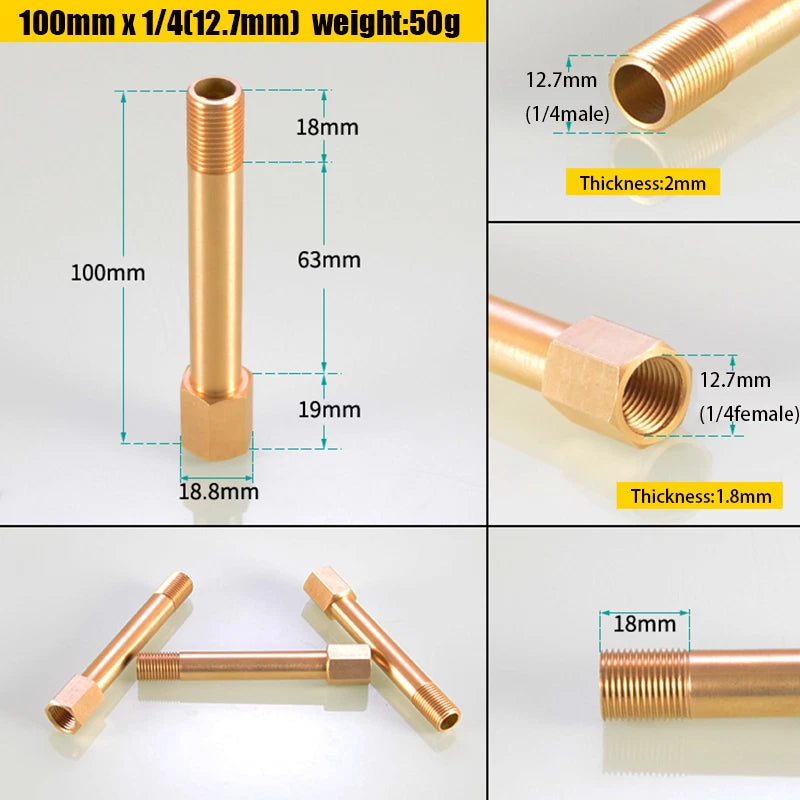 Brass BSP Extension Pipe Nipple Adaptor — Male to Female 1/8" 1/4" 3/8", 50–150mm