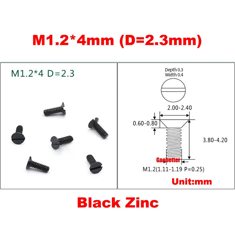 M1.2 M1.6 M2 M4 M5 M6 Slotted Countersunk Head Machine Screws Flat Bolts 3~25mm