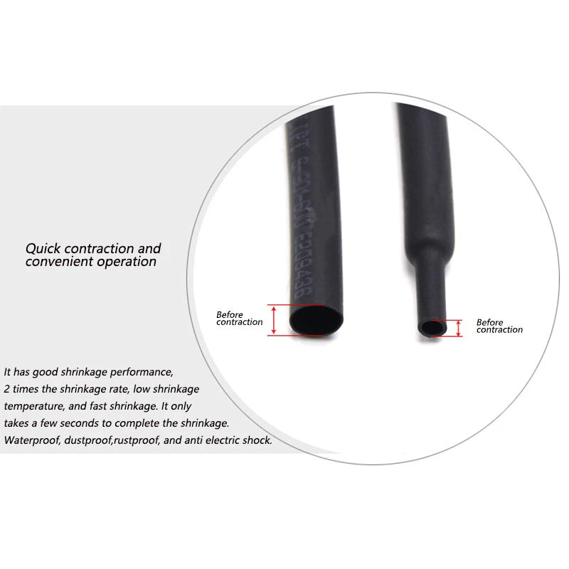 Heat Shrink Tubing 2:1 Ratio — Colored Cable Sleeve, 1mm–5mm, 7 Colors