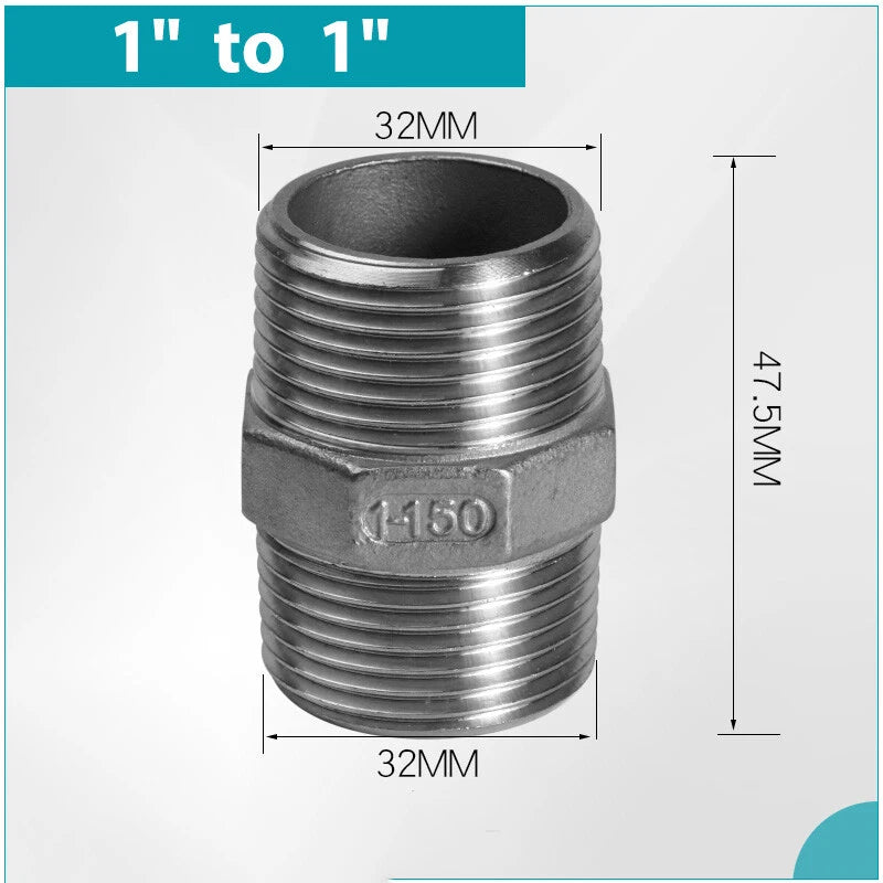 A2 Stainless Steel BSP Male to Male Hex Nipple Pipe Fittings