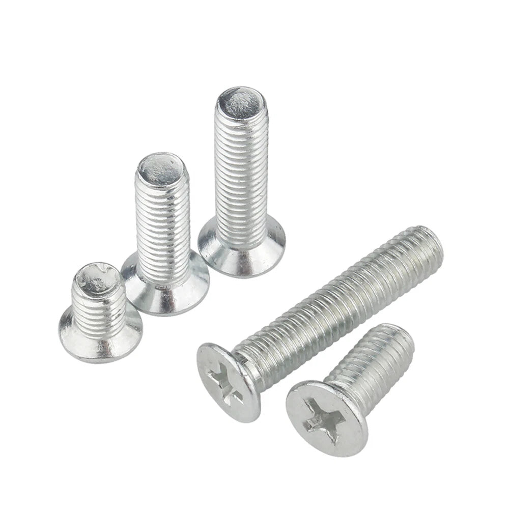 Countersunk Phillips Machine Screws – M2 to M12, White / Colour Zinc Plated, Carbon Steel