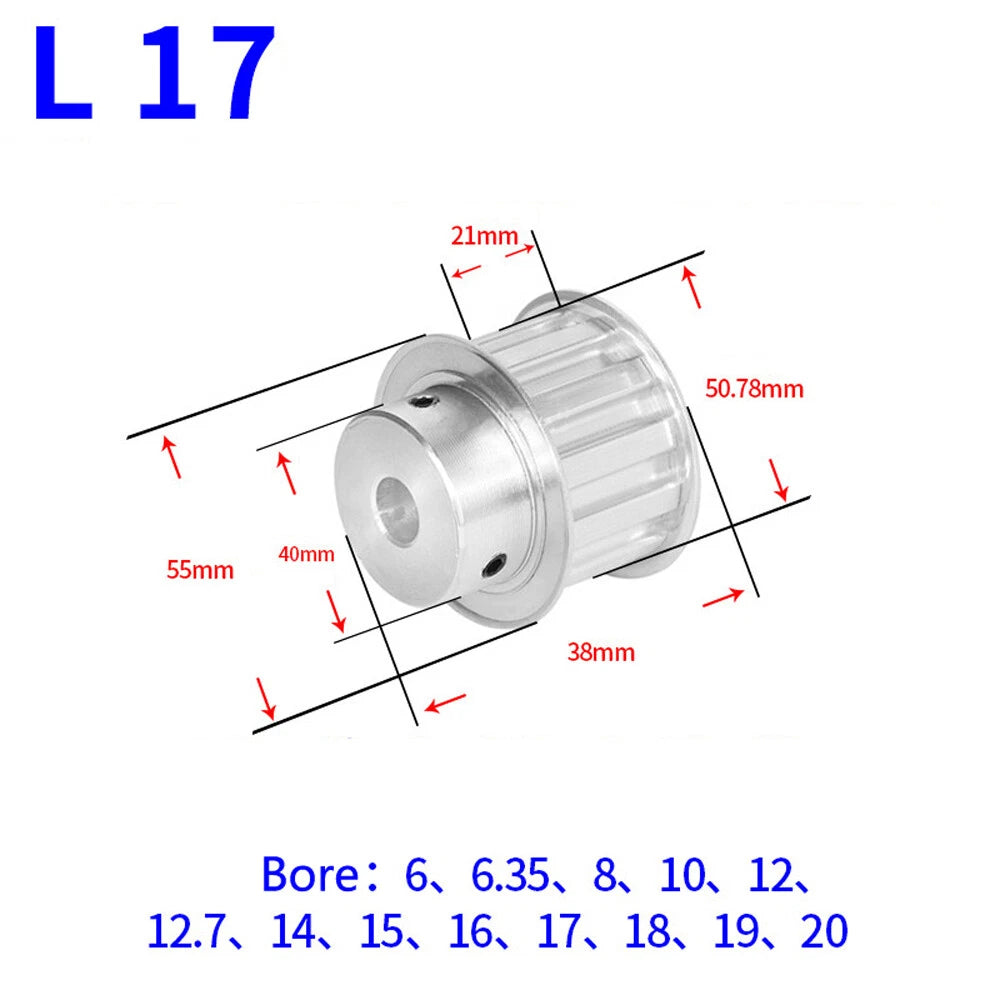 L-Type 10T-30T Timing Belt Pulley Pitch 9.525mm With Keyway CNC Drive Width 21mm