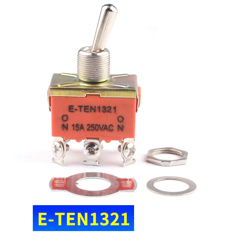 Heavy Duty Toggle Switch 250V ON/OFF — E-TEN Series (2/3/4/6 Pin, Momentary, Waterproof Cover)