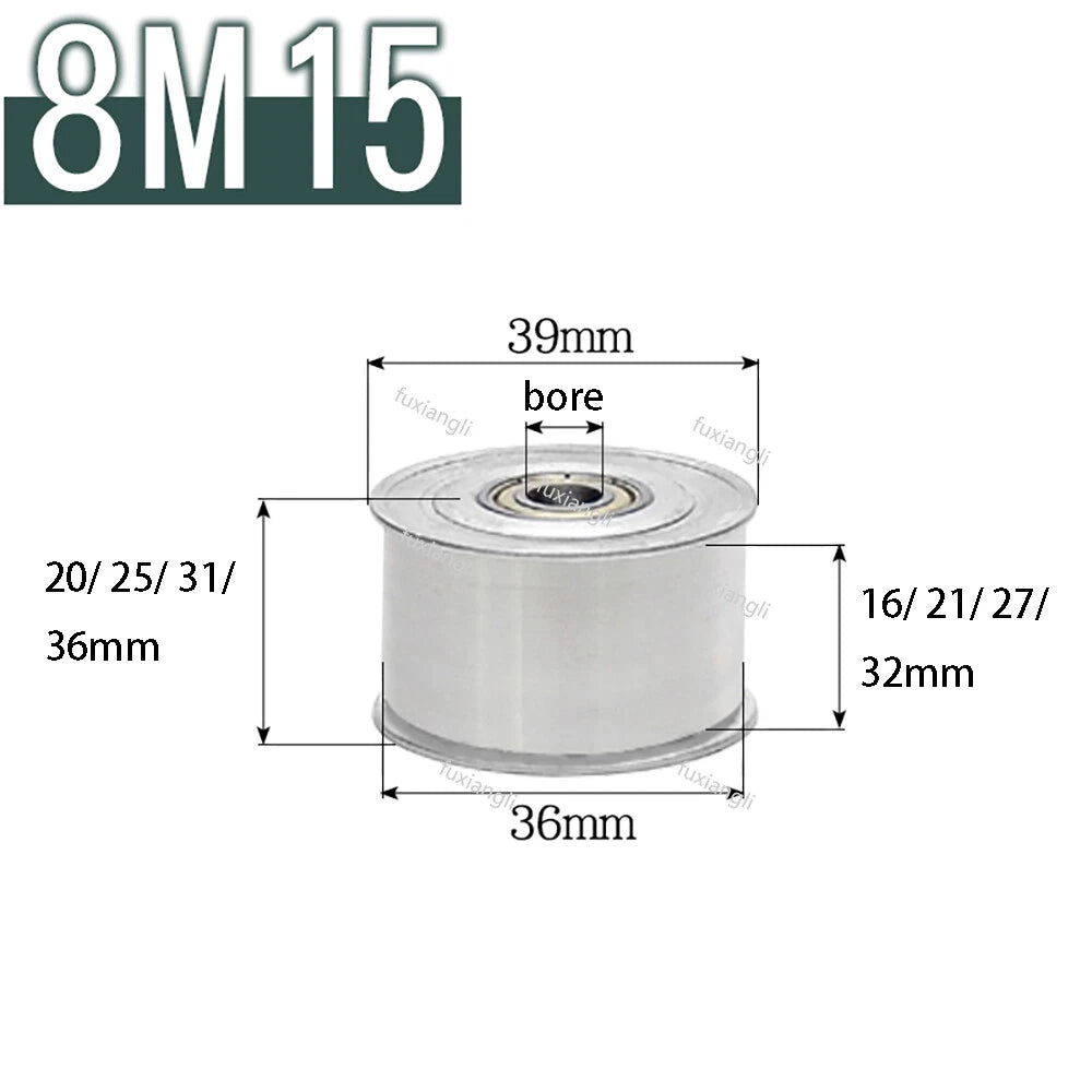 HTD-8M Timing Belt Drive Tensioner Pulley Width 16/21/27/32/42mm Idler Pulleys