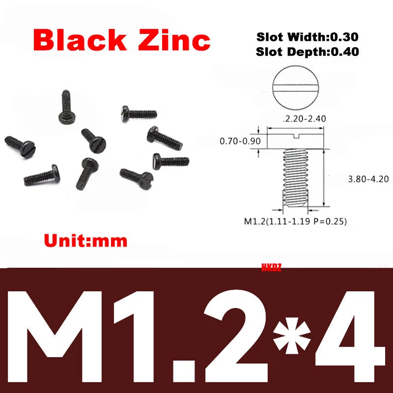 M1.2–M6 Slotted Cheese Head Machine Screws — Carbon Steel, Multiple Coatings
