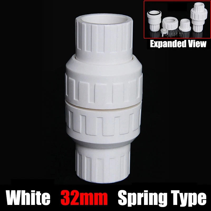PVC One-way Spring Piston Flap Check Valve Pipe Fittings Ø 32 40 50 63 75 90mm