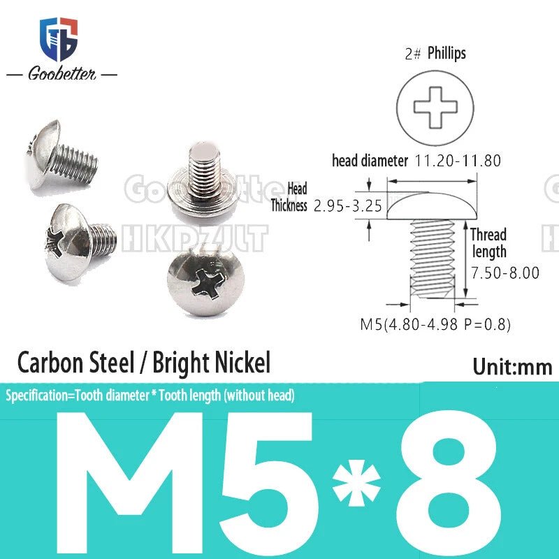 Phillips Flat Head Machine Screws M2.3 to M6 — Carbon Steel, Stainless & Brass, 7 Finishes - HomeDIYer