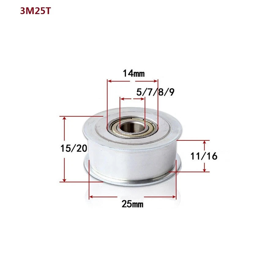 HTD-3M Timing Belt Tensioner Pulley Smooth Tooth/Toothed Idler Width 11/16mm
