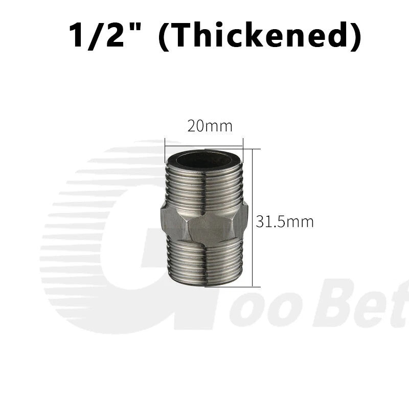 Stainless Steel Hex Nipple BSP Pipe Fitting — Male Thread Adapter 1/4" to 1-1/4"