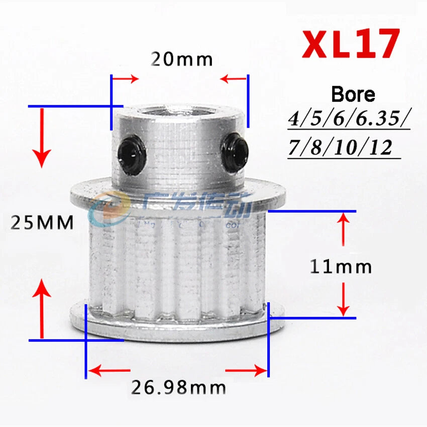 XL10T-35T Timing Belt Pulley With Step,Pitch 5.08mm Teeth Width 10/15mm Aluminum