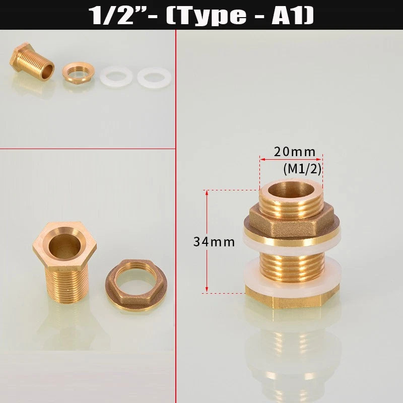 BSP Female Male Thread Water Tank Connector Bulkhead Hose Fitting 1/2" 3/4" ~ 2"