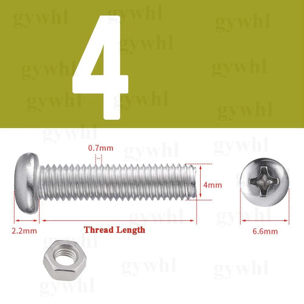 A2 Stainless Steel Pan Head Phillips Machine Screws + Nuts Set – DIN 7985, M2 to M10 (3–100mm Lengths)