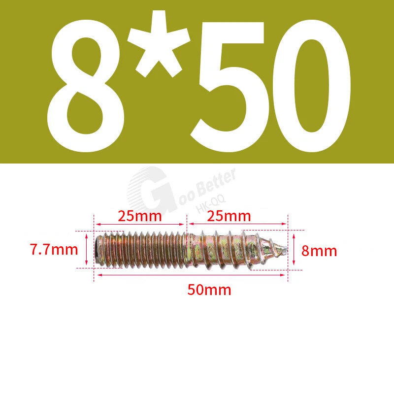 M6 M8 M10 4.8 STEEL WOOD TO METAL DUAL THREAD DOWEL SCREWS HANGER BOLTS
