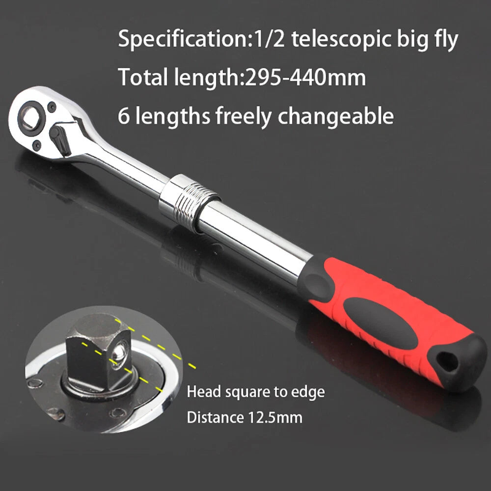 Drive Socket Ratchet Handle Wrench 24/ 72 Teeth Quick-release Reversible Sleeve