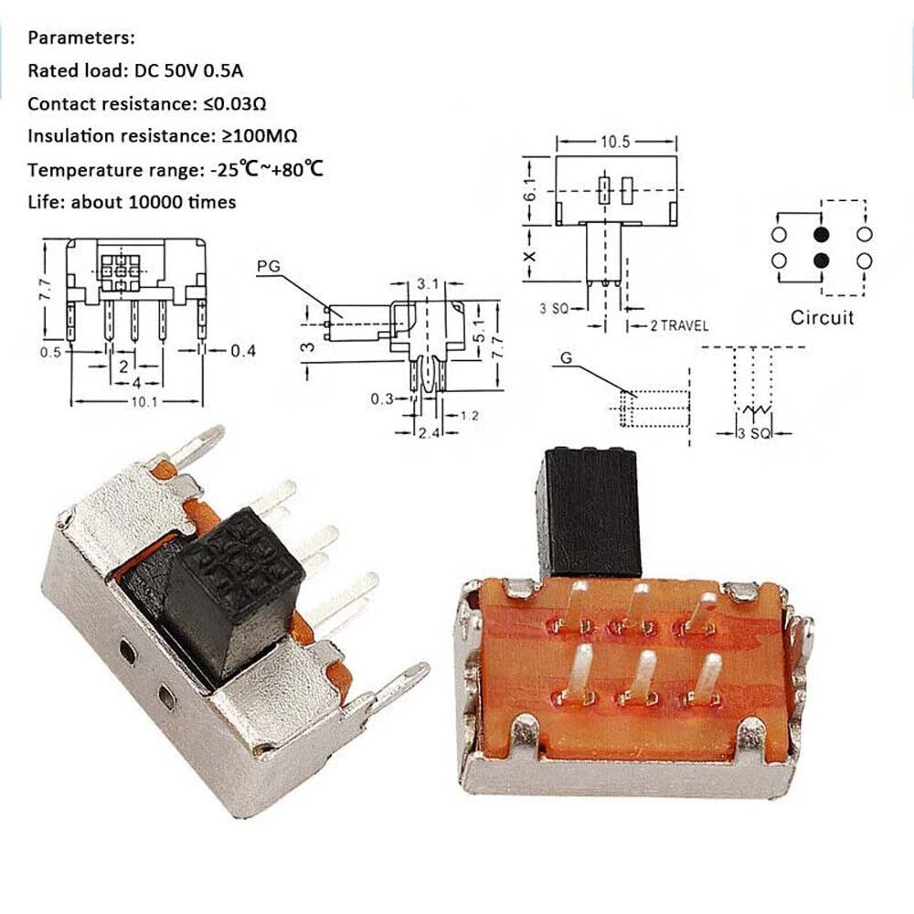 Miniature Slide Toggle Switch — 2/3-Position, Single/Double Row, Vertical & Horizontal, Through-Hole & SMD