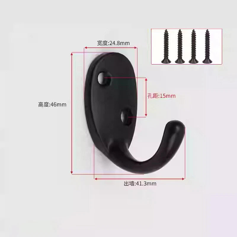 Double Hat Coat Hooks Hanger Door Wall Cloth Towel Holder Organiser Rack Robe