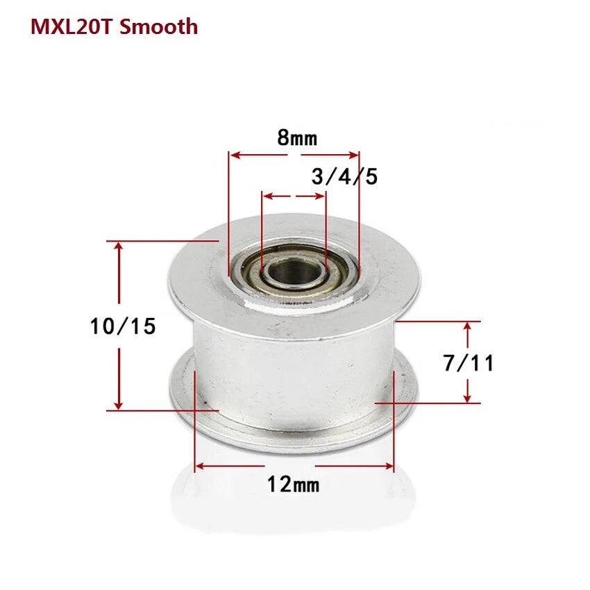 MXL Timing Belt Drive Tensioner Pulley Smooth Tooth/Toothed Idler Width 7/11mm