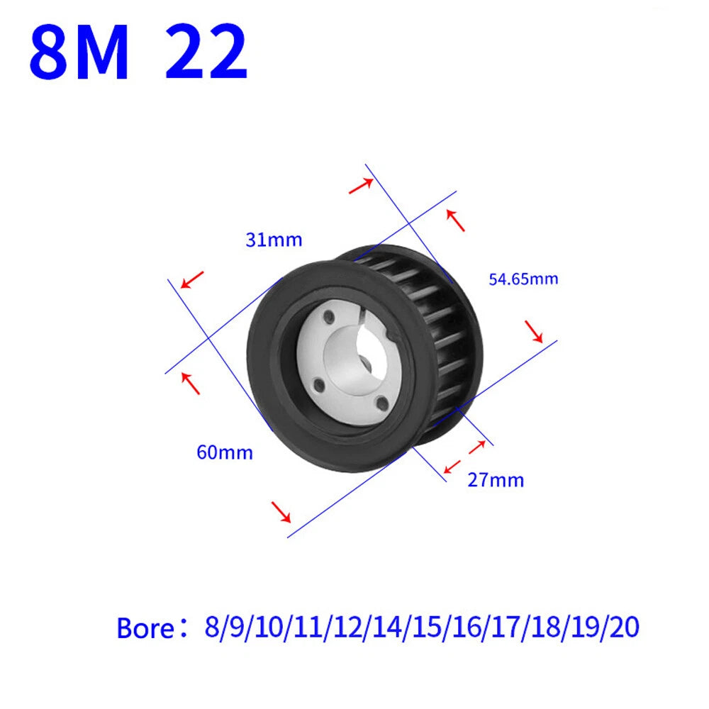 HTD-8M 18-60Teeth Timing Belt Pulleys With Expansion Sleeve Width 32mm 45# Steel