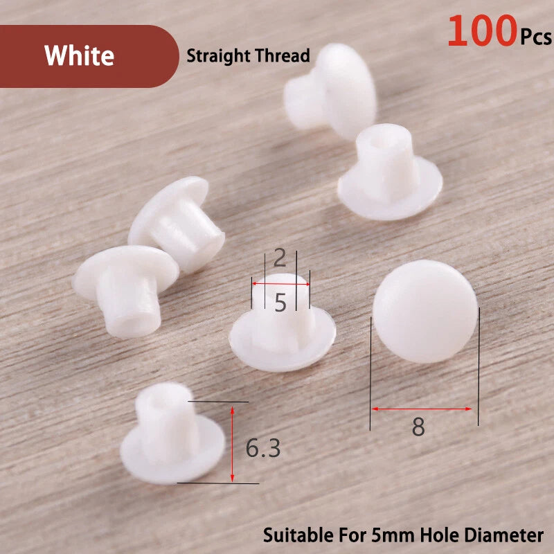 Plastic Screw Hole Cover Caps – For 5mm to 16mm Holes (100-Pack) – Multiple Colors