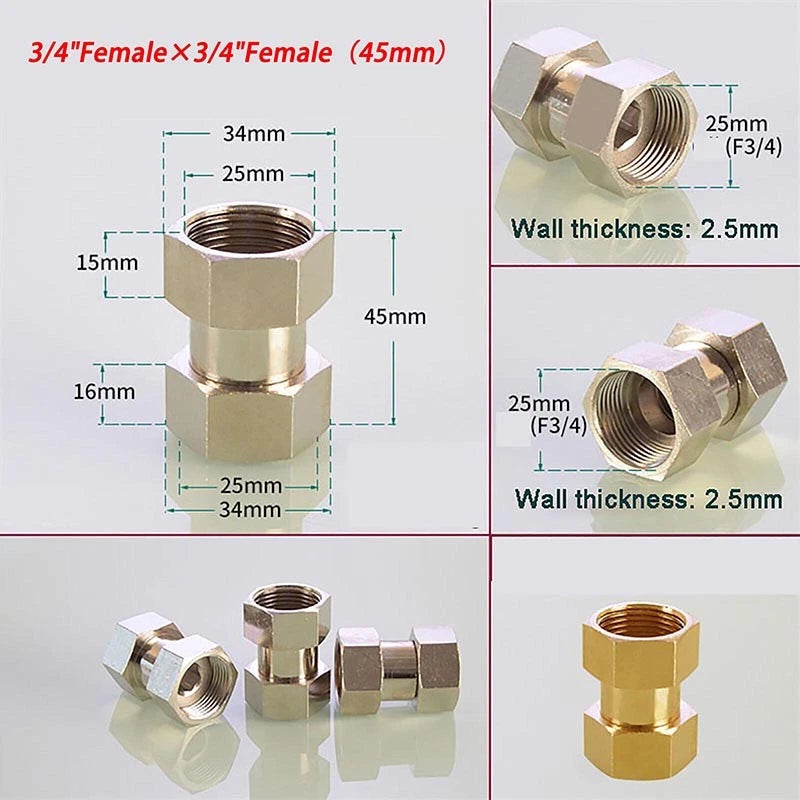 Brass Compression Fittings — Straight Coupling & Elbow Connector, 1/2" 3/4" 1" Female/Male
