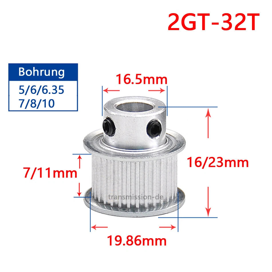 16T - 100T Synchronous Wheel GT2 Timing Belt Pulley for 10 mm width Drive Belts