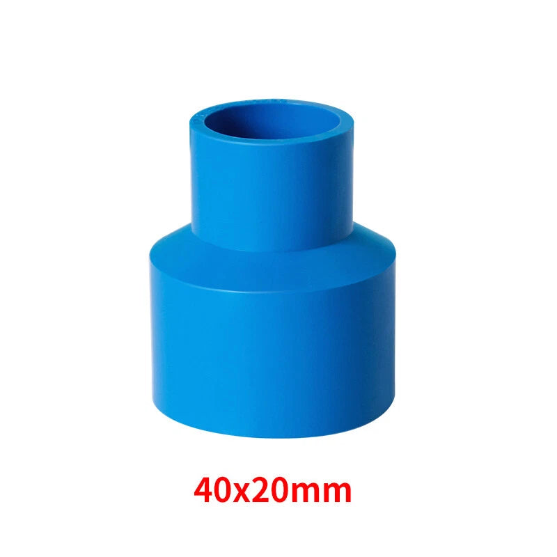PVC Pipe Reducing Plumbing Concentric Connector 25-90mm Coupling Fittings Blue
