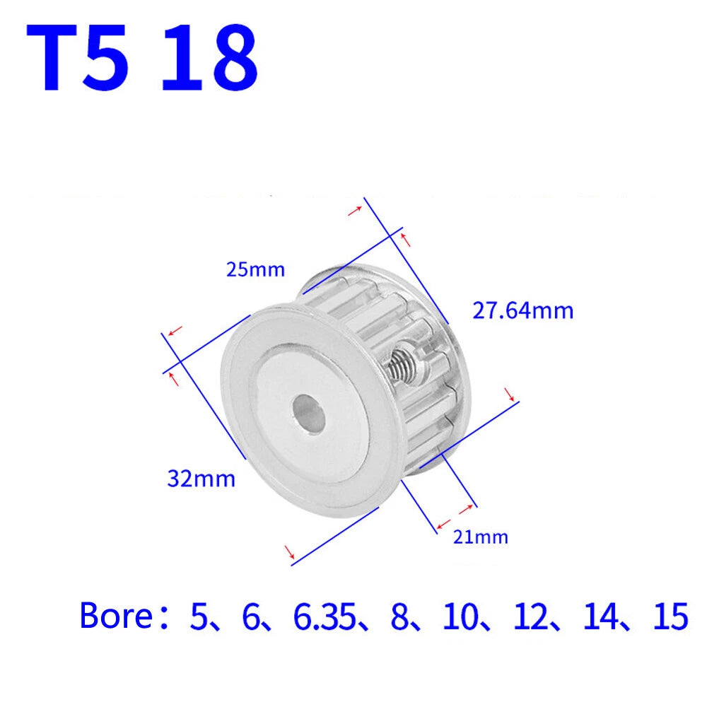 T5 12T-60T Timing Belt Pulley Pitch 5mm AF-type With Keyway Teeth Width 21mm