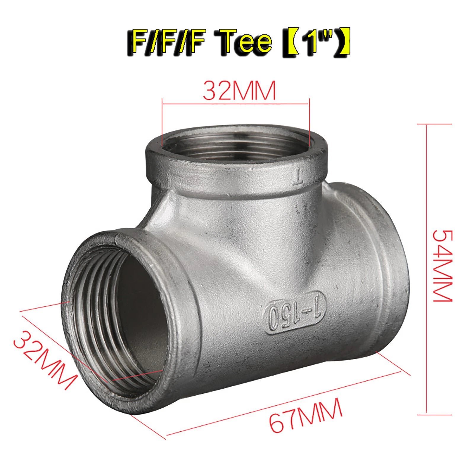 304 Stainless Steel BSP Tee & Cross Pipe Fittings — 1/8" to 2" | F&F&F, M&M&M, Reducer & Cross